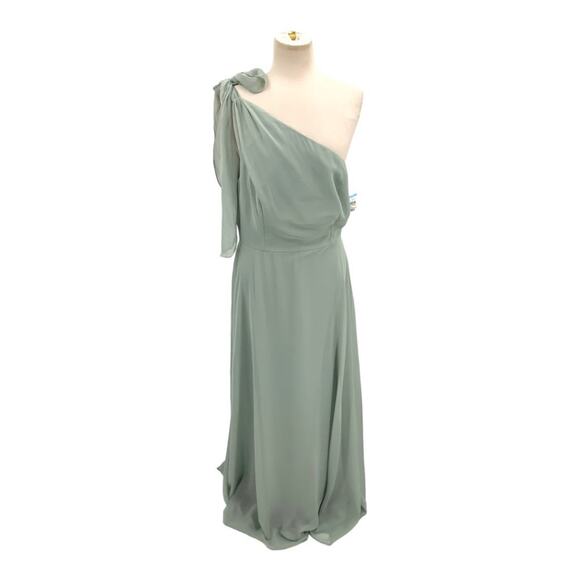 After Six Draped One Shoulder Maxi Dress Bow Scarf Size 12 NWOT $221 MSRP - Picture 4 of 10